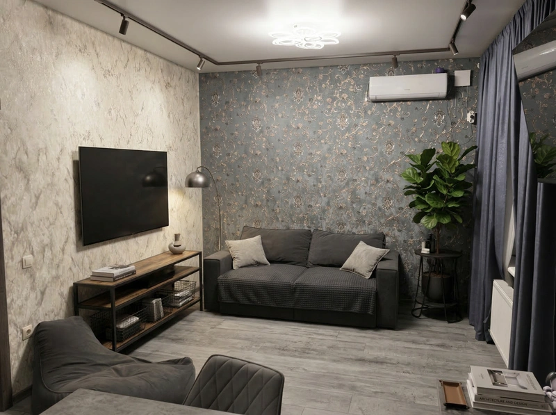 Дизайн гостиной в стиле Лофт — фото интерьера от нейросети RoomGPT