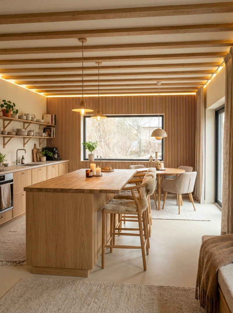 Дизайн интерьера в стиле Хюгге — Кухня от нейросети RoomGPT