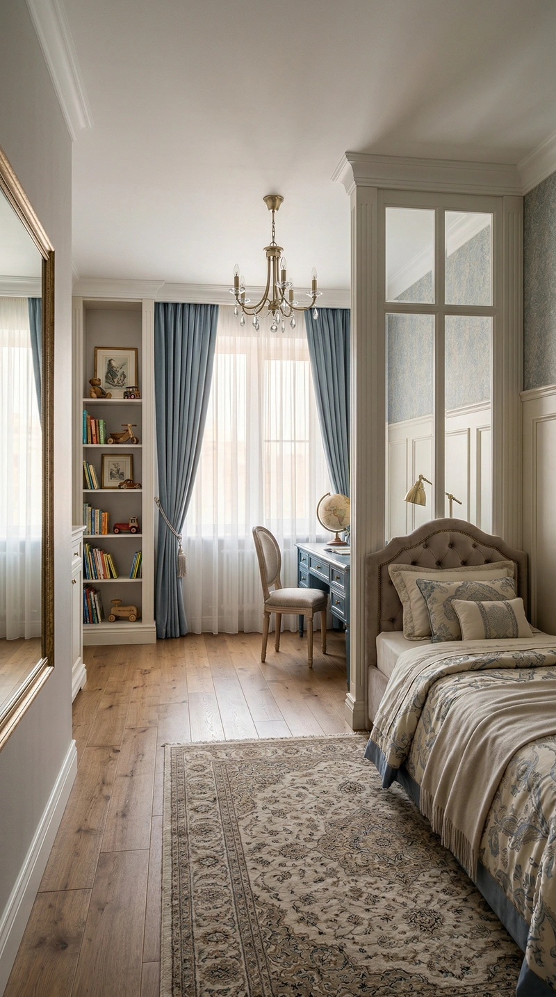 Дизайн интерьера в стиле Классика — Детская от нейросети RoomGPT