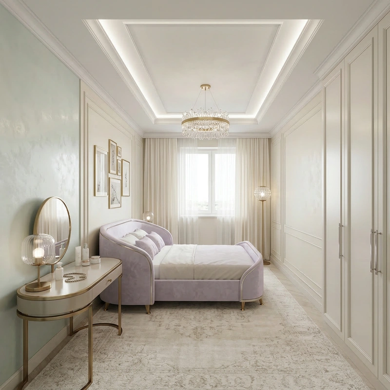 Дизайн спальни в стиле Неоклассика — фото интерьера от нейросети RoomGPT