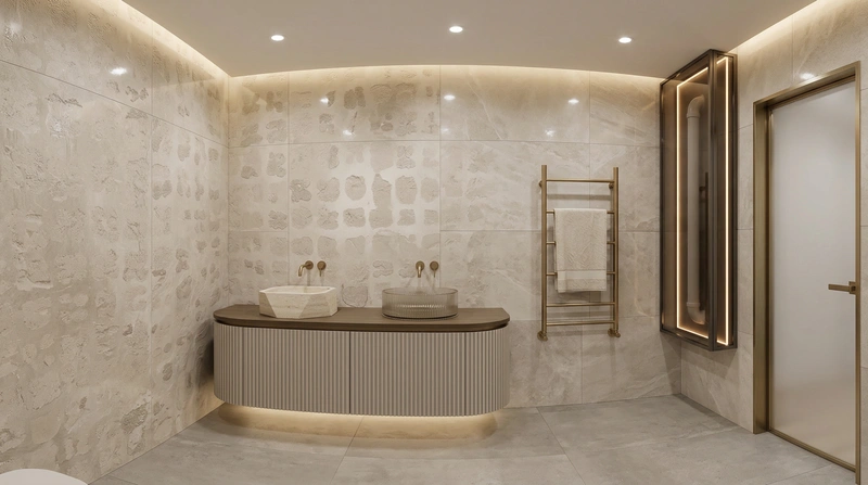 Дизайн ванной в стиле Контемпорари — фото интерьера от нейросети RoomGPT