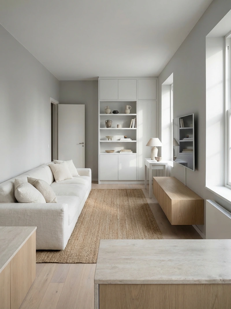 Дизайн интерьера в стиле Минимализм — Гостиная от нейросети RoomGPT