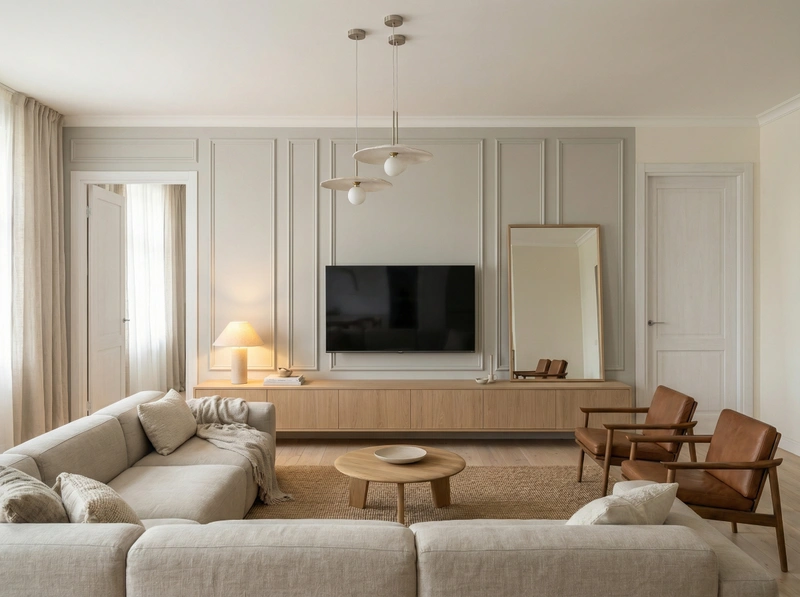 Дизайн гостиной в стиле Сканди — фото интерьера от нейросети RoomGPT
