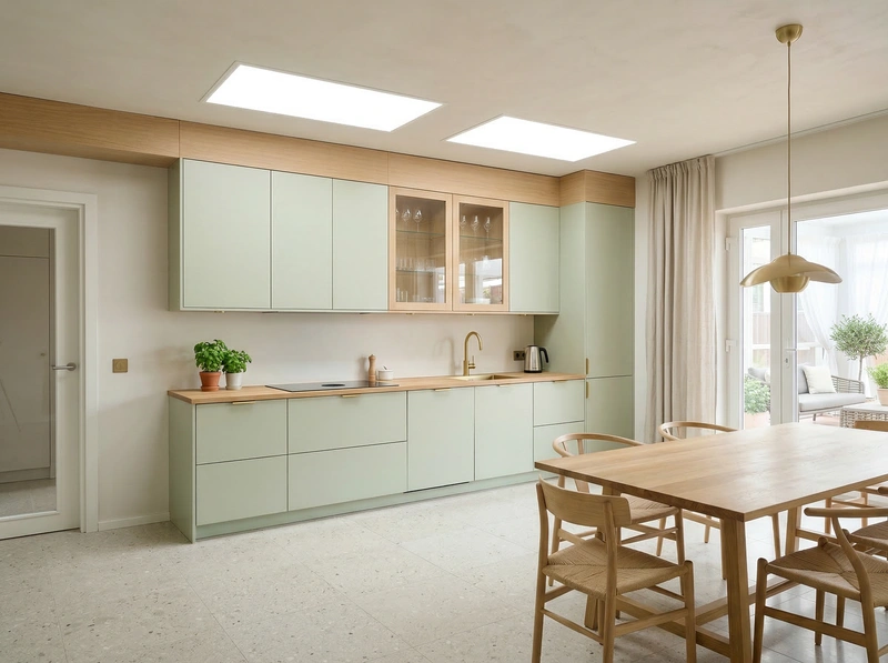 Дизайн кухни в стиле Сканди — фото интерьера от нейросети RoomGPT