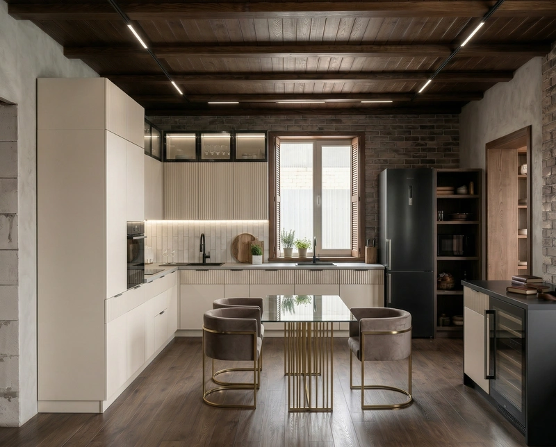 Дизайн кухни в стиле Лофт — фото интерьера от нейросети RoomGPT