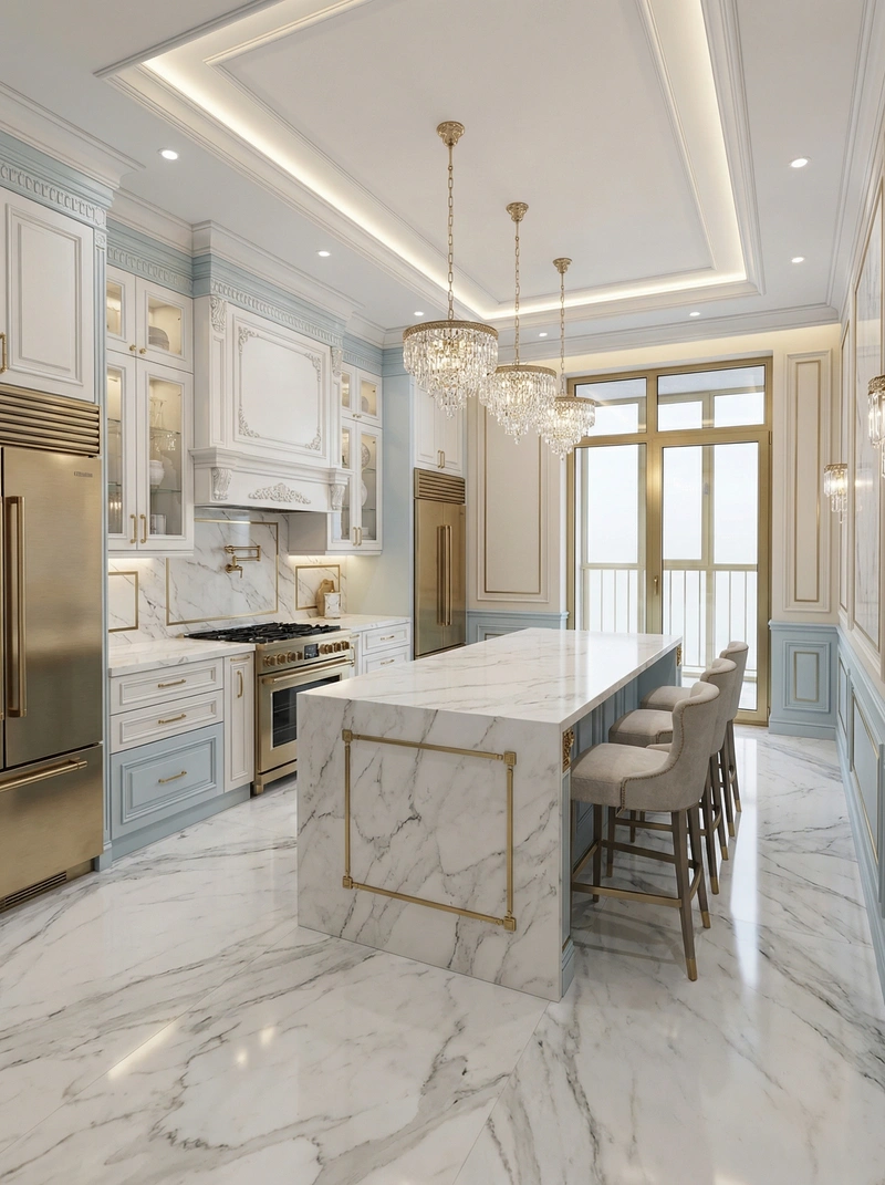 Дизайн кухни в стиле Неоклассика — фото интерьера от нейросети RoomGPT