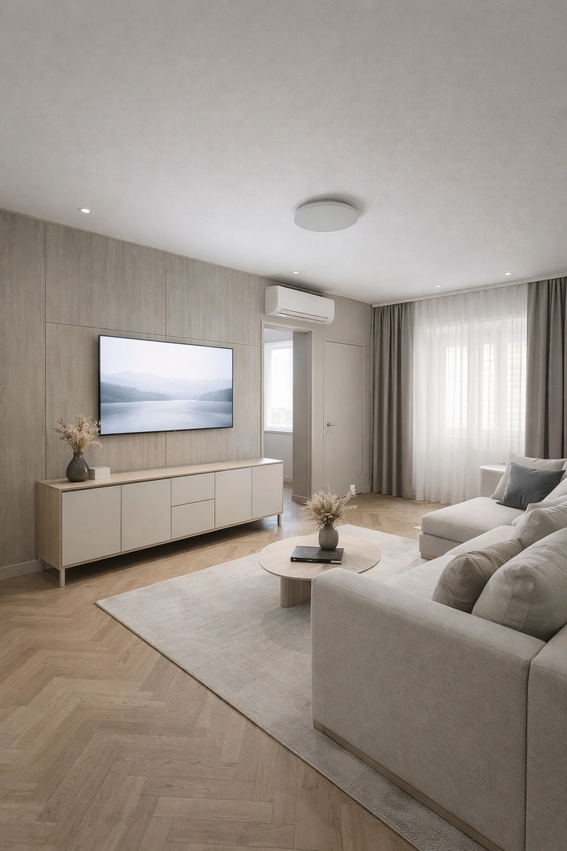 Дизайн интерьера в стиле Минимализм — Гостиная от нейросети RoomGPT