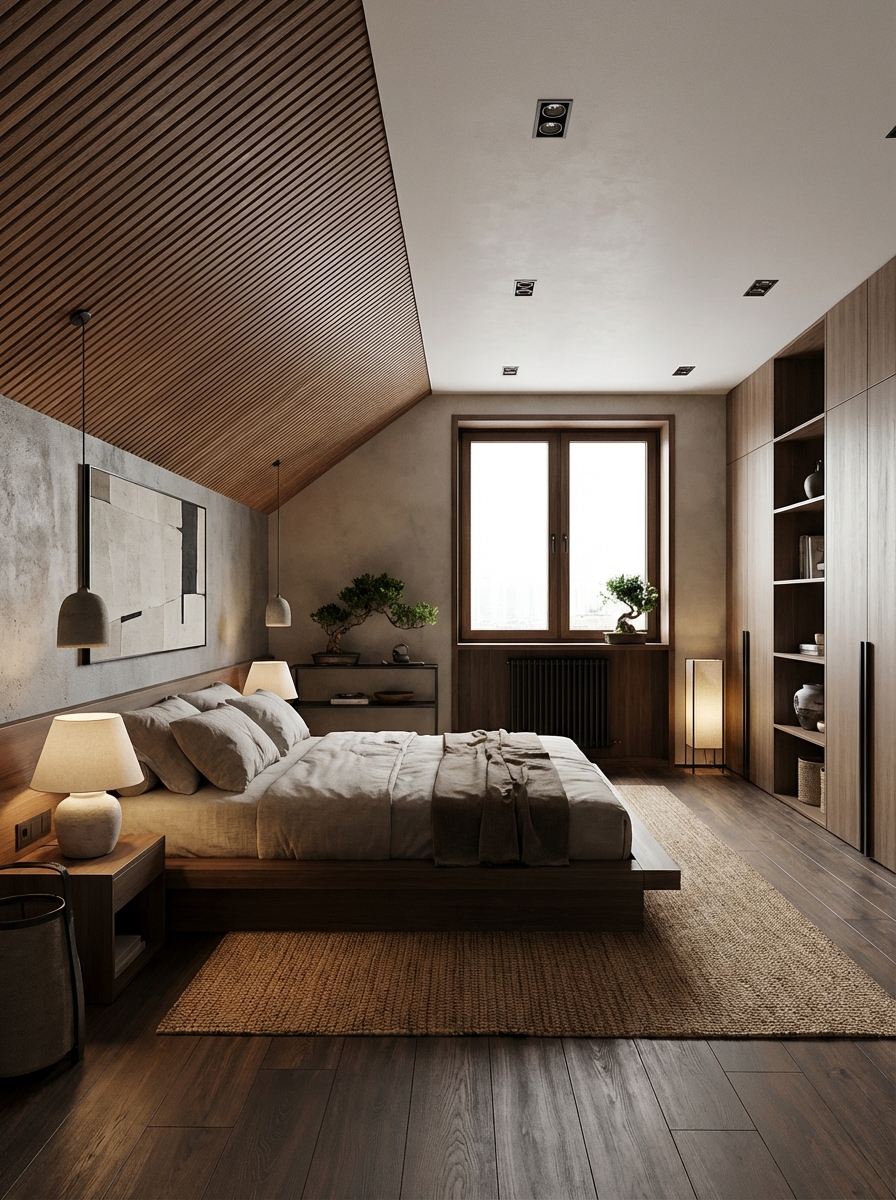 Дизайн спальни в стиле Japandi — фото интерьера от нейросети RoomGPT