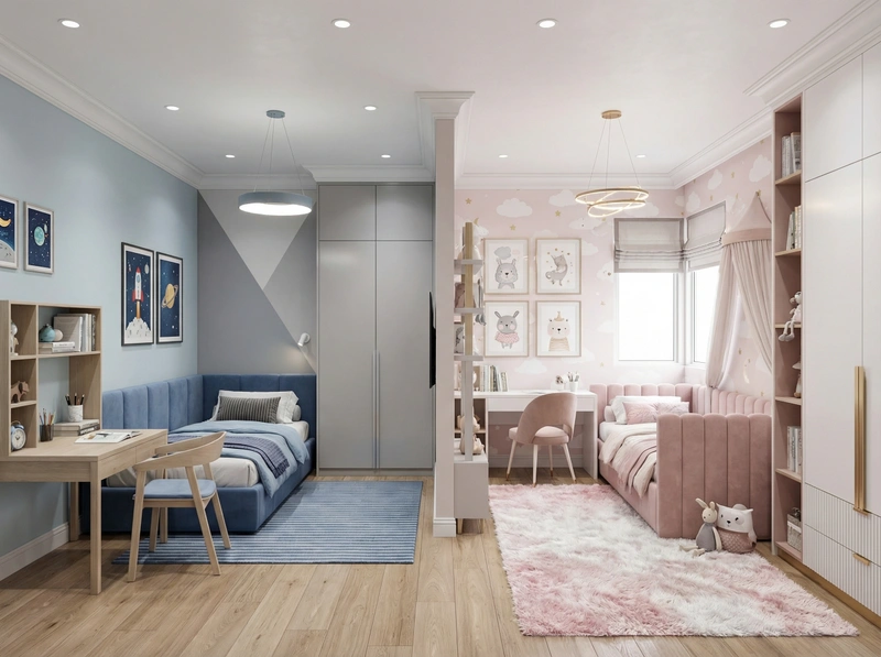 Дизайн детской в стиле Контемпорари — фото интерьера от нейросети RoomGPT