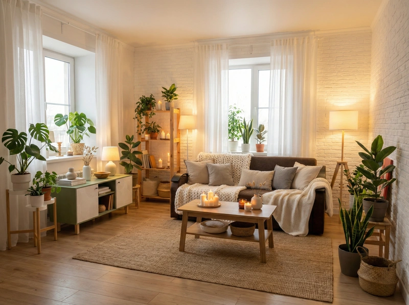 Дизайн интерьера в стиле Хюгге — Гостиная от нейросети RoomGPT