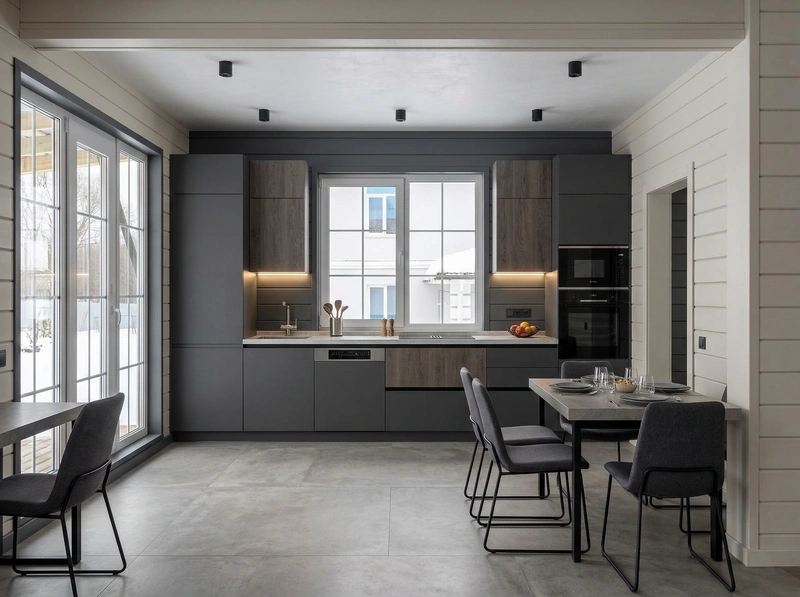 Дизайн интерьера в стиле Контемпорари — Кухня от нейросети RoomGPT