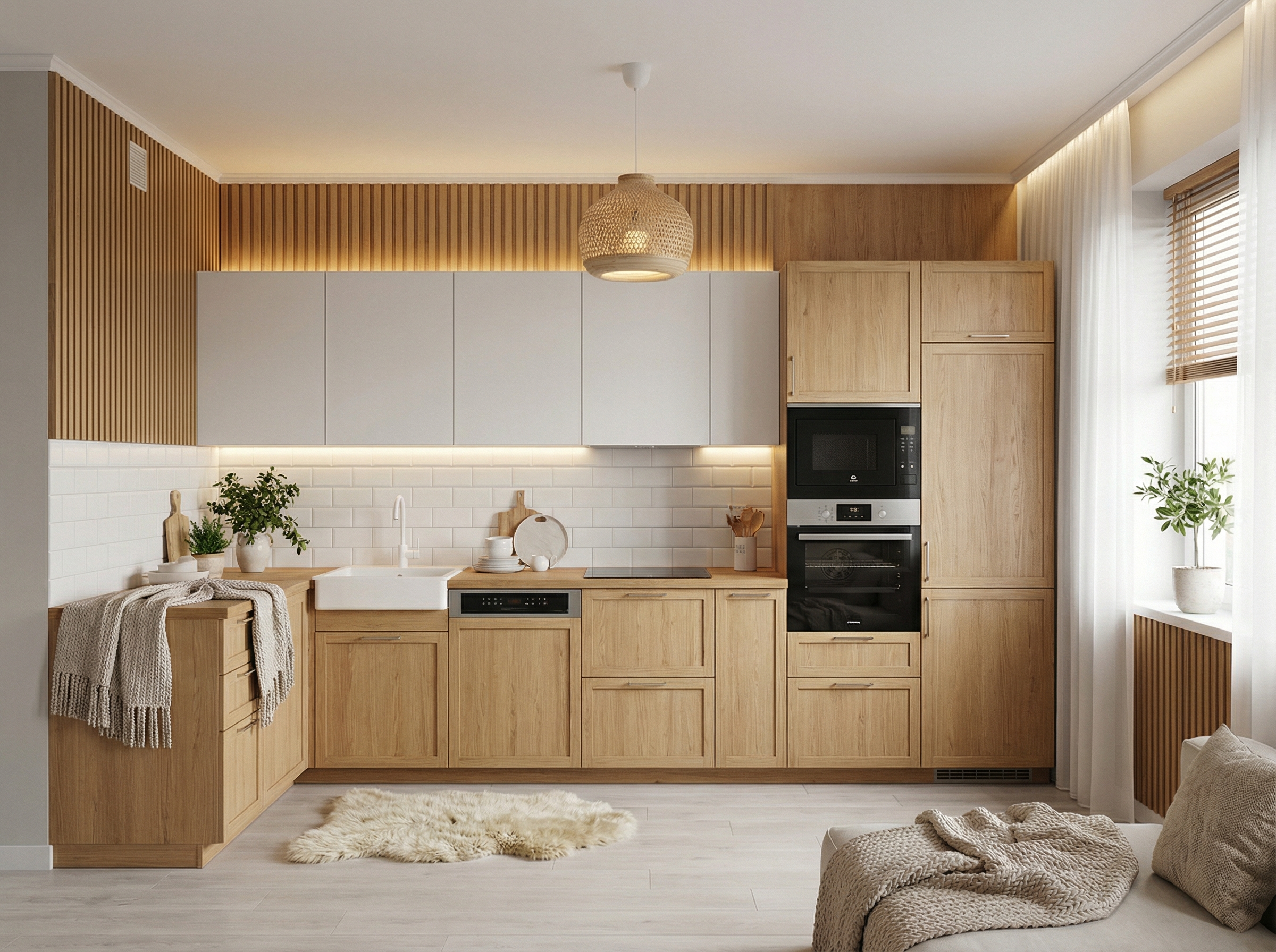 Дизайн кухни в стиле Хюгге — фото интерьера от нейросети RoomGPT