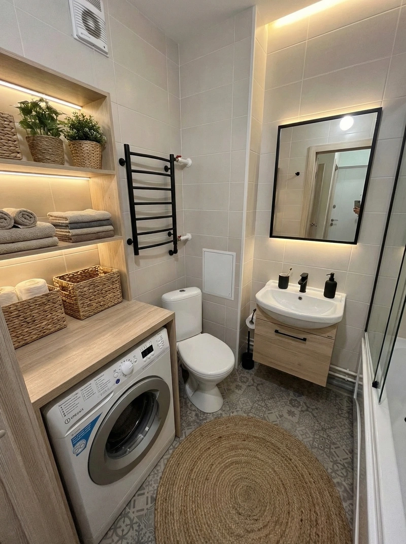 Дизайн интерьера в стиле Сканди — Ванная от нейросети RoomGPT