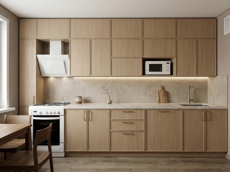 Дизайн кухни в стиле Japandi — фото интерьера от нейросети RoomGPT