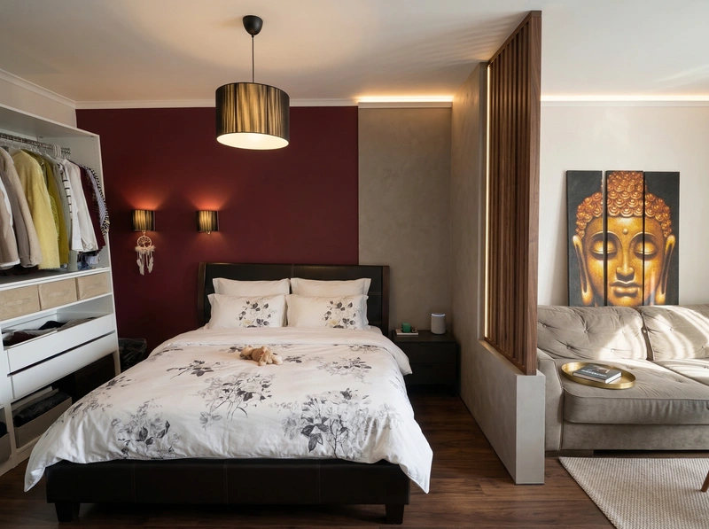 Дизайн интерьера в стиле Контемпорари — Спальня от нейросети RoomGPT