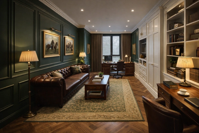 Дизайн интерьера в стиле Классика — Кабинет от нейросети RoomGPT