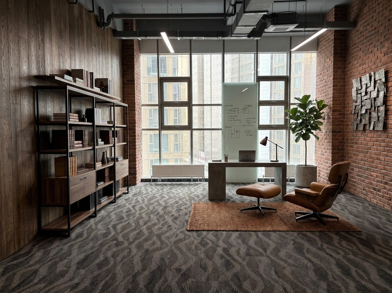 Дизайн интерьера в стиле Лофт — Кабинет от нейросети RoomGPT