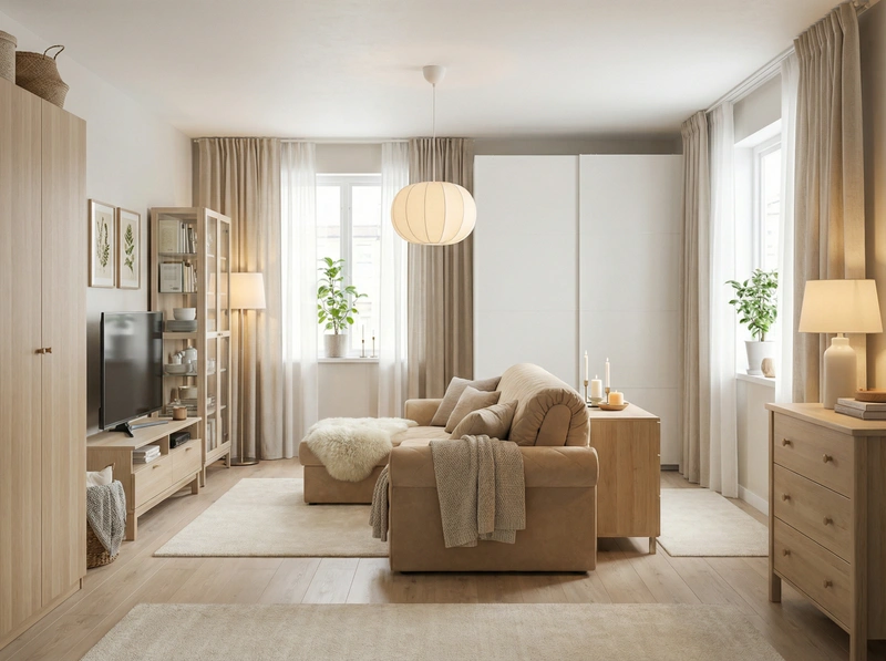 Дизайн интерьера в стиле Хюгге — Гостиная от нейросети RoomGPT