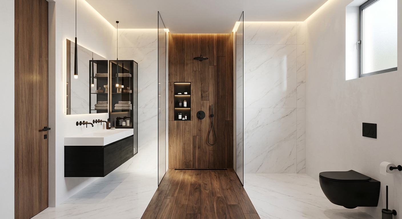 Дизайн ванной в стиле Минимализм — фото интерьера от нейросети RoomGPT