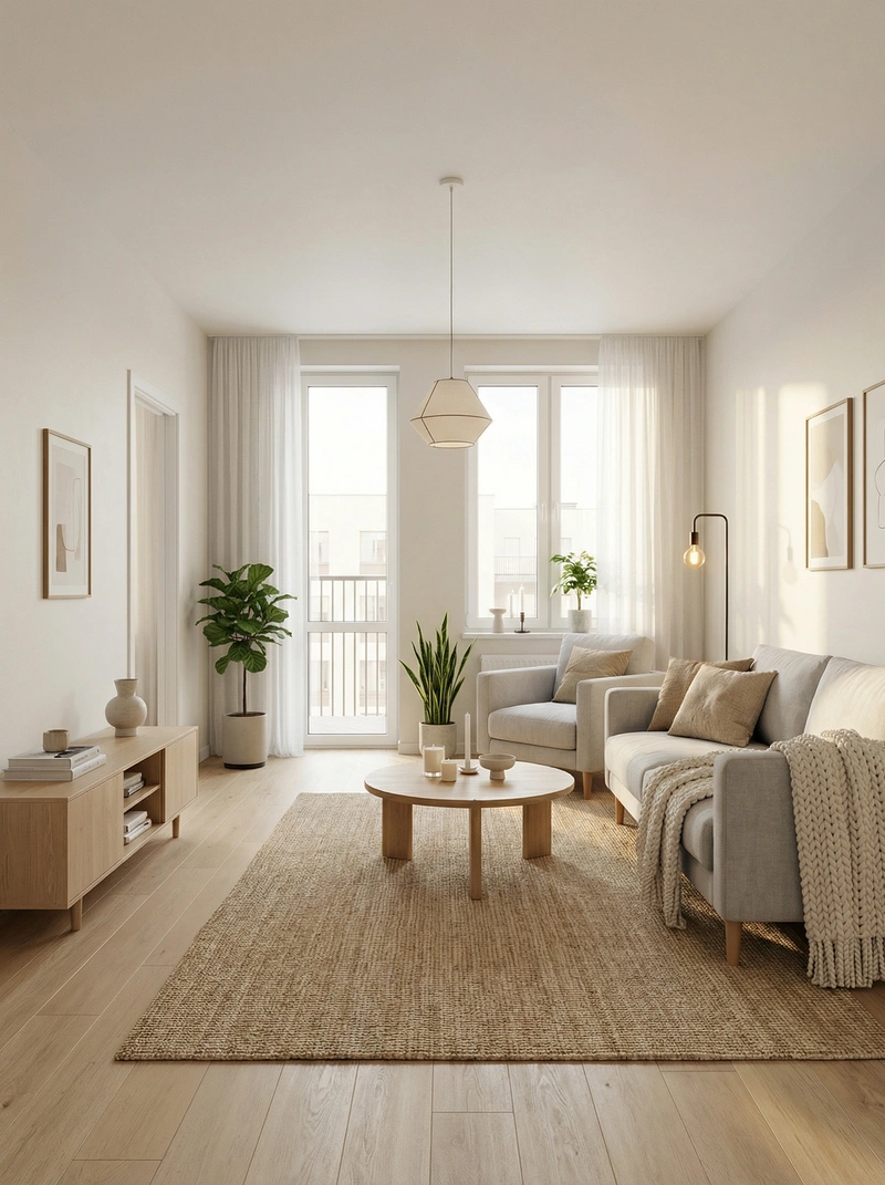 Дизайн интерьера в стиле Хюгге — Гостиная от нейросети RoomGPT