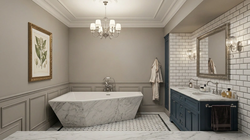 Дизайн интерьера в стиле Классика — Ванная от нейросети RoomGPT
