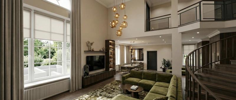 Дизайн гостиной в стиле Контемпорари — фото интерьера от нейросети RoomGPT