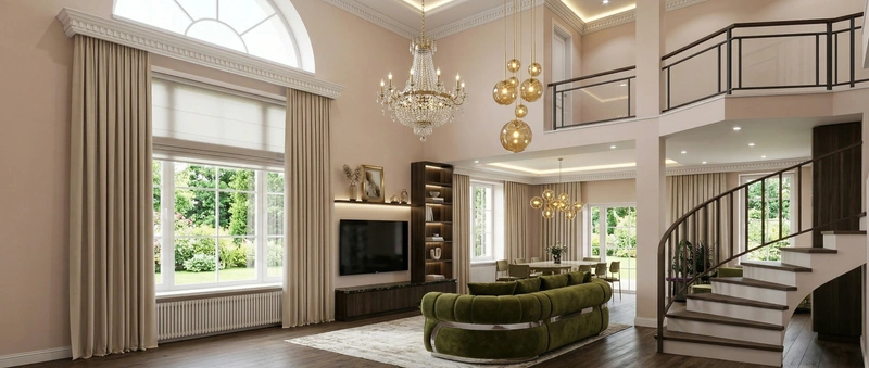 Дизайн гостиной в стиле Неоклассика — фото интерьера от нейросети RoomGPT