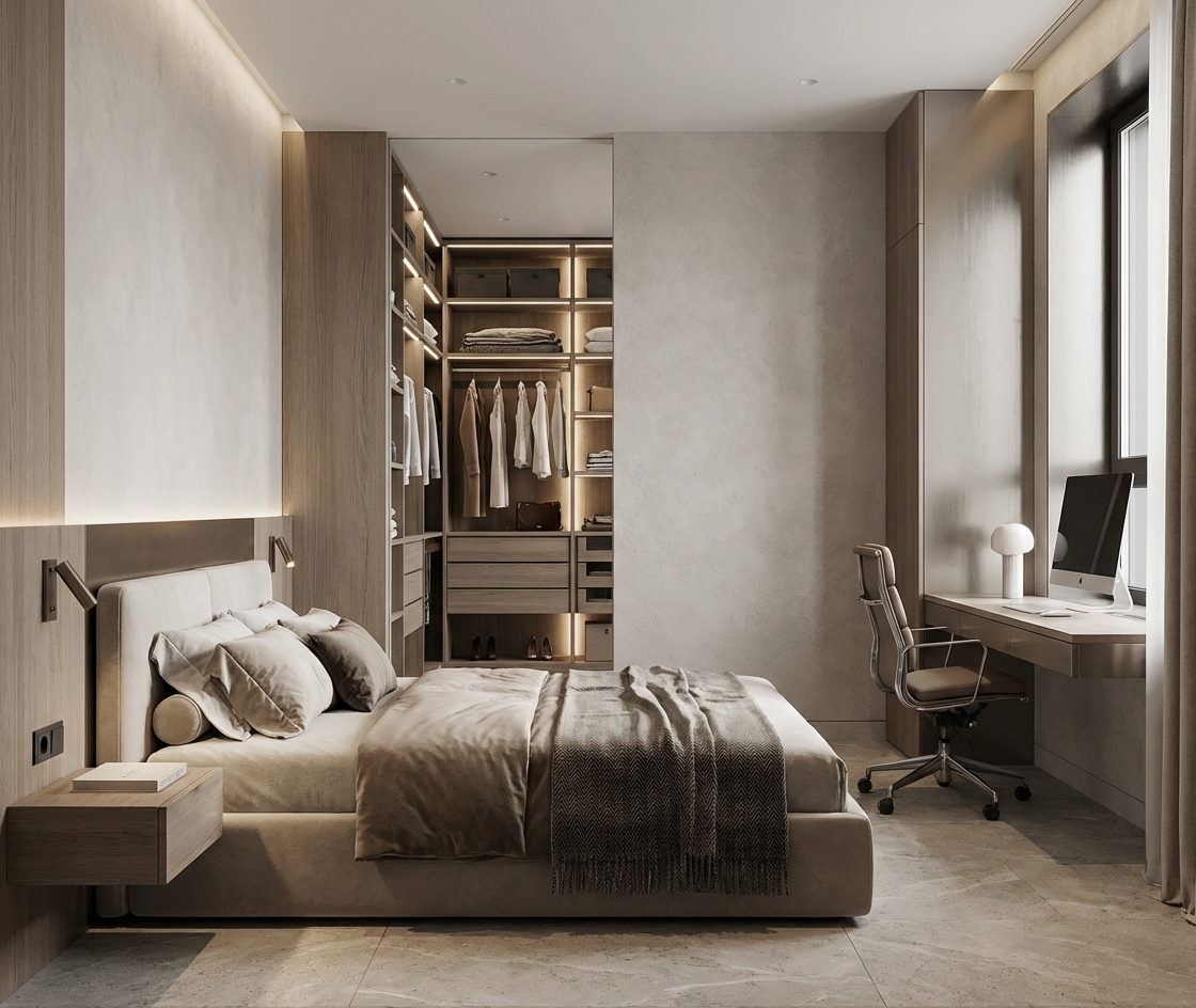 Дизайн спальни в стиле Минимализм — фото интерьера от нейросети RoomGPT