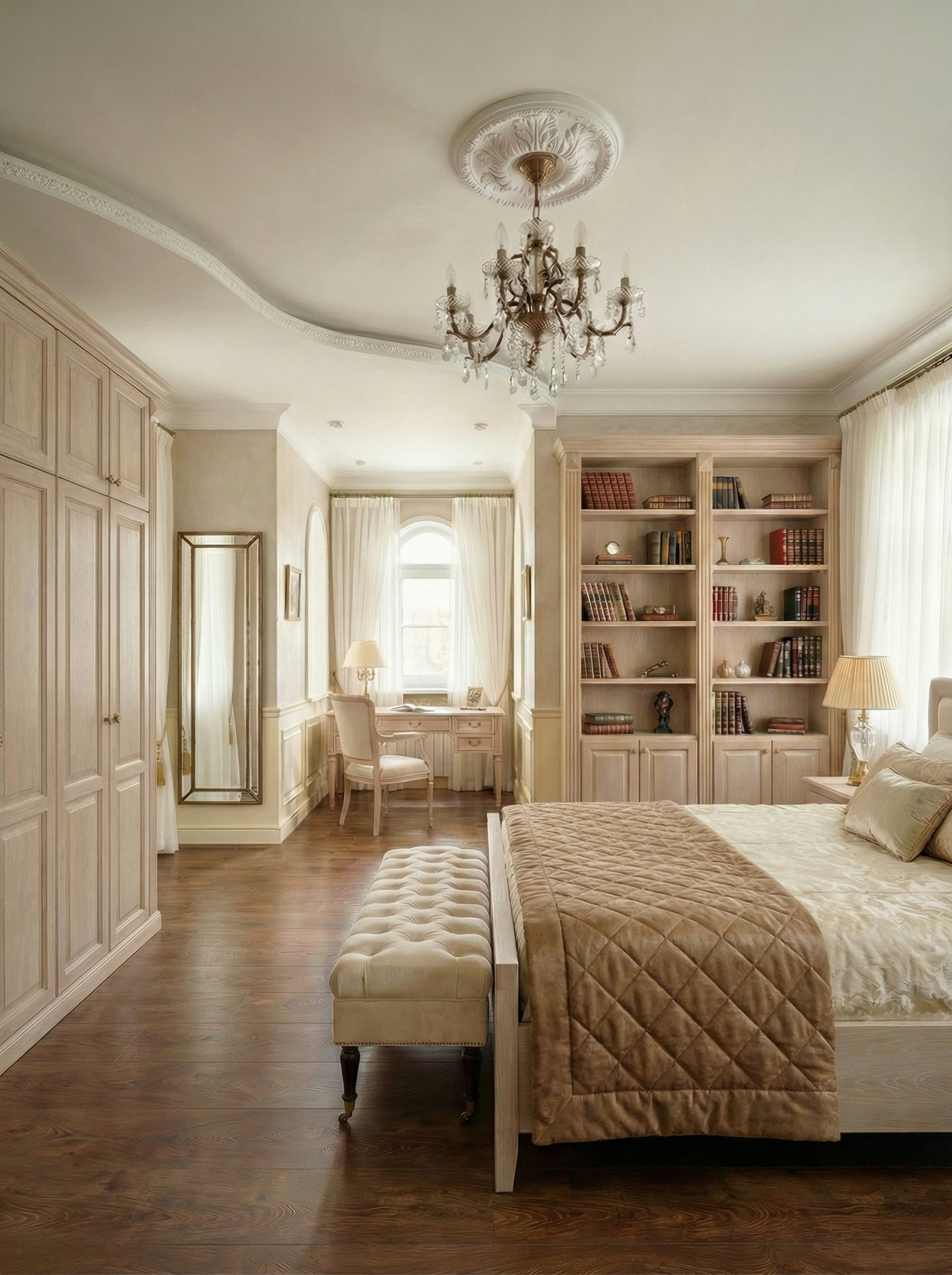 Дизайн спальни в стиле Британский — фото интерьера от нейросети RoomGPT