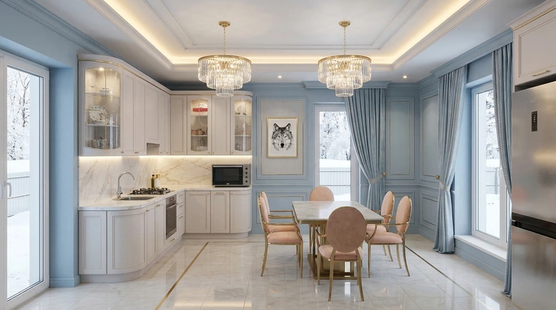 Дизайн кухни в стиле Неоклассика — фото интерьера от нейросети RoomGPT