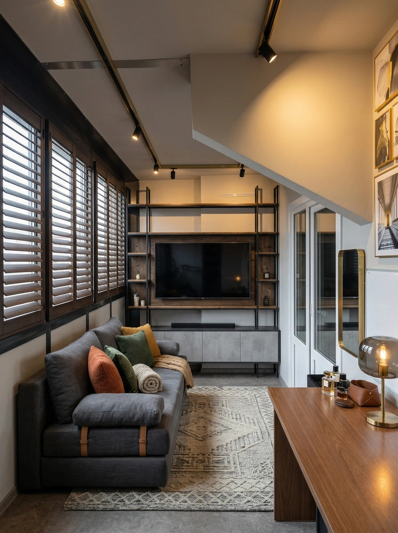Дизайн гостиной в стиле Лофт — фото интерьера от нейросети RoomGPT