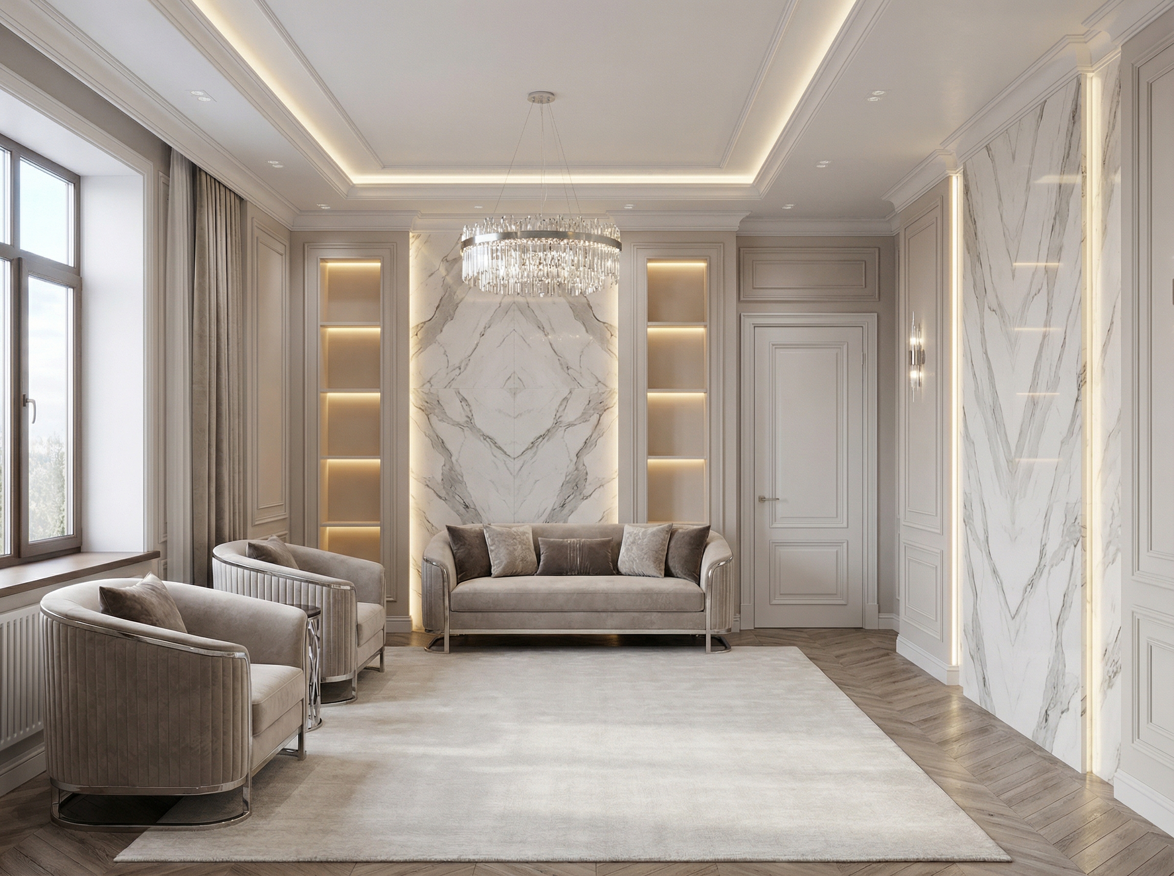 Дизайн гостиной в стиле Классика — фото интерьера от нейросети RoomGPT