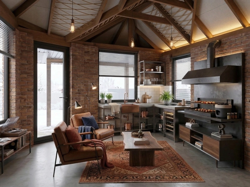 Дизайн гостиной в стиле Лофт — фото интерьера от нейросети RoomGPT
