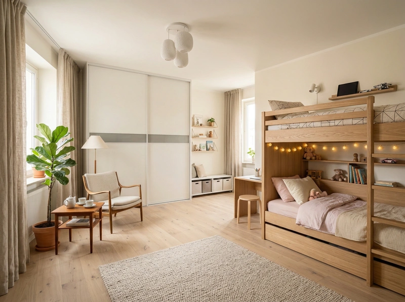 Дизайн гостиной в стиле Хюгге — фото интерьера от нейросети RoomGPT