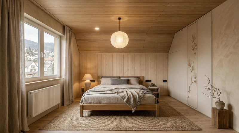 Дизайн спальни в стиле Japandi — фото интерьера от нейросети RoomGPT