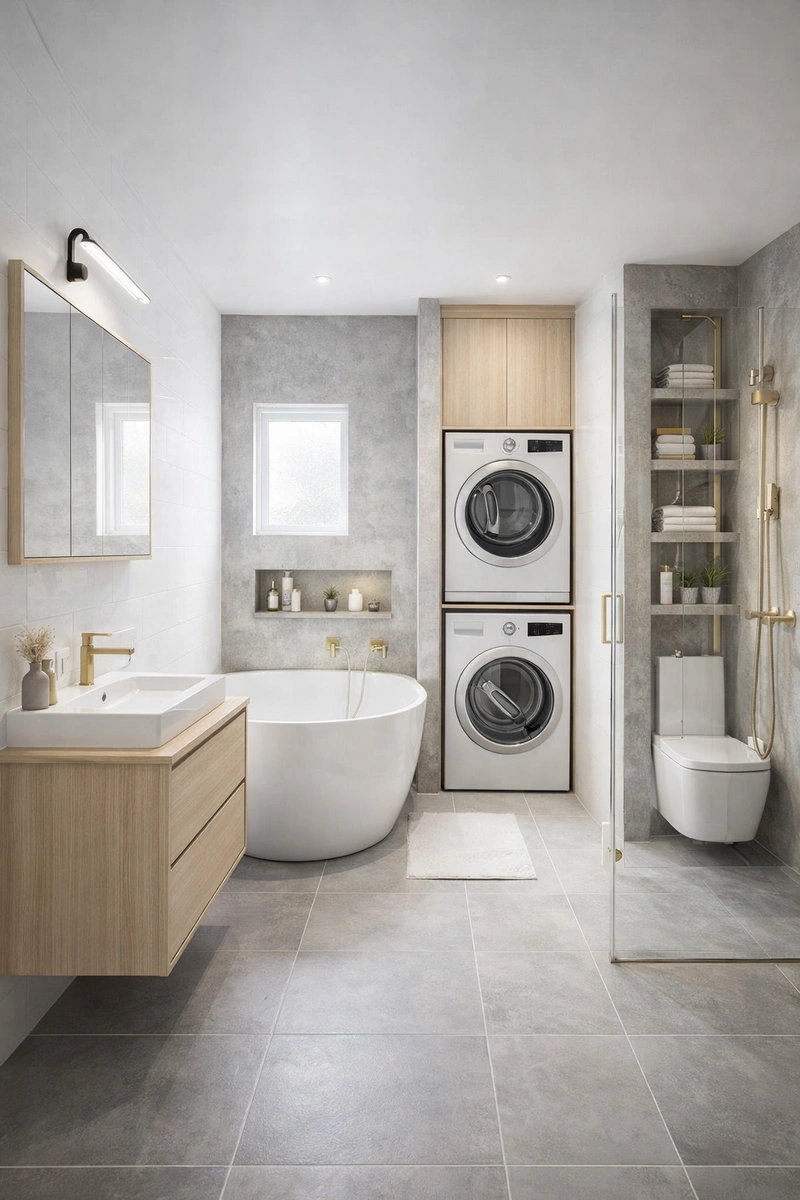 Дизайн интерьера в стиле Сканди — Ванная от нейросети RoomGPT