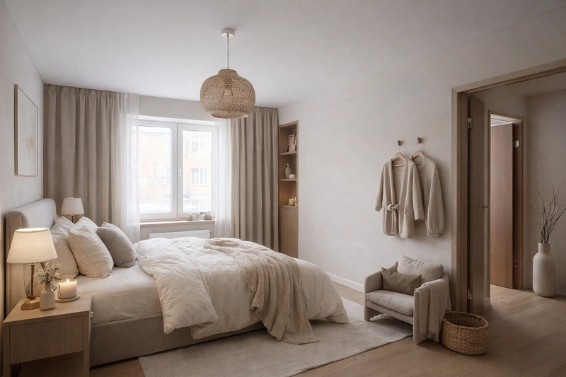 Дизайн интерьера в стиле Хюгге — Спальня от нейросети RoomGPT