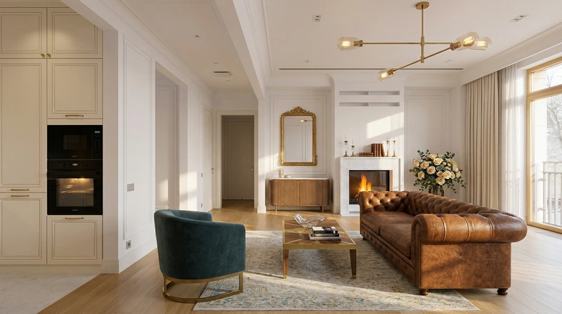 Дизайн интерьера в стиле Классика — Гостиная от нейросети RoomGPT