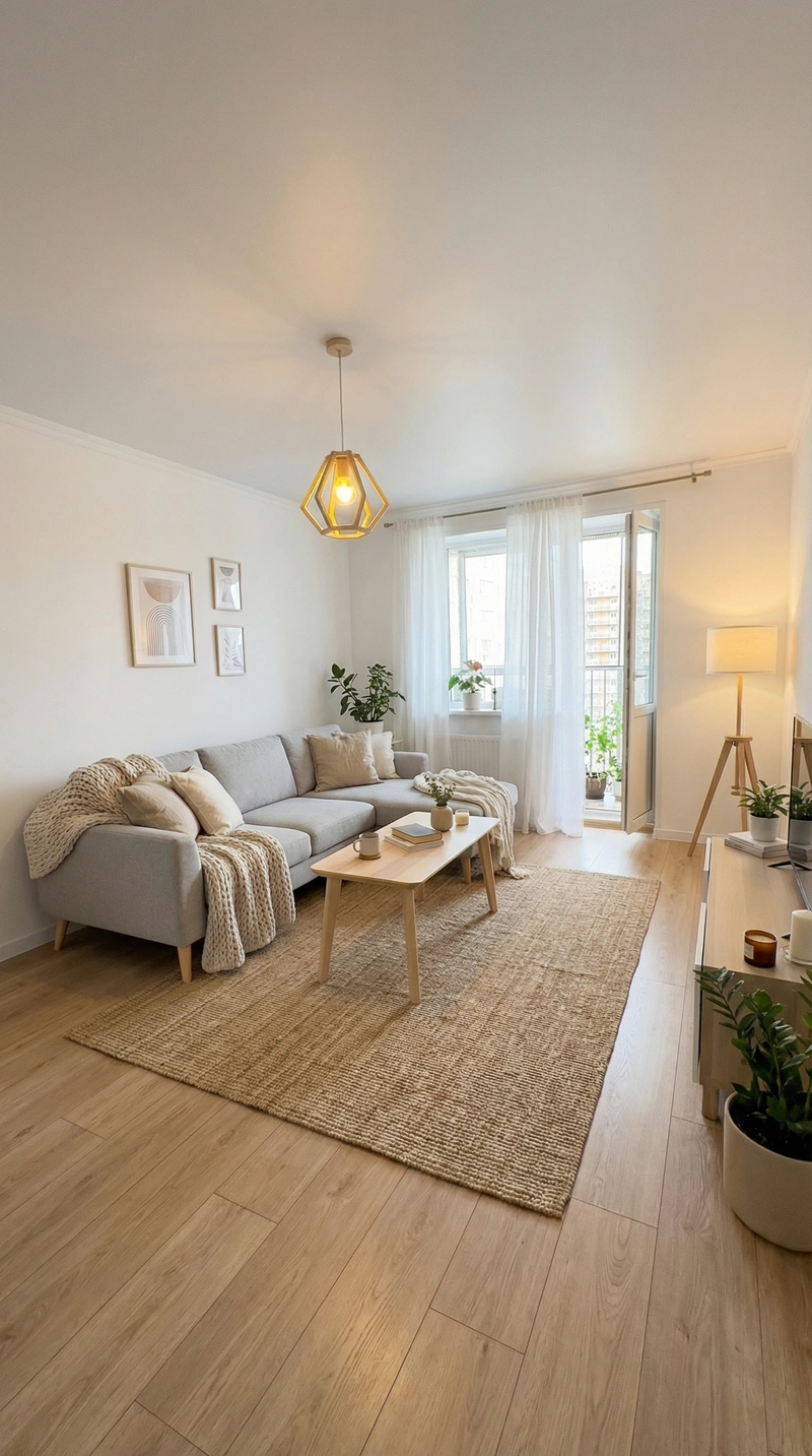 Дизайн интерьера в стиле Хюгге — Гостиная от нейросети RoomGPT