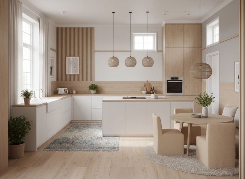 Дизайн интерьера в стиле Хюгге — Кухня от нейросети RoomGPT