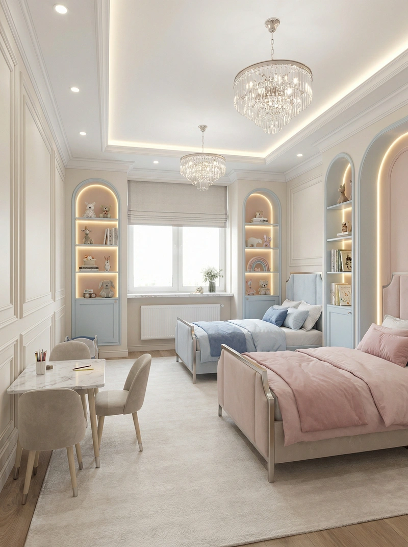 Дизайн детской в стиле Классика — фото интерьера от нейросети RoomGPT