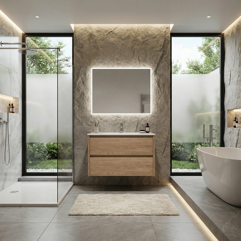 Дизайн интерьера в стиле Контемпорари — Ванная от нейросети RoomGPT