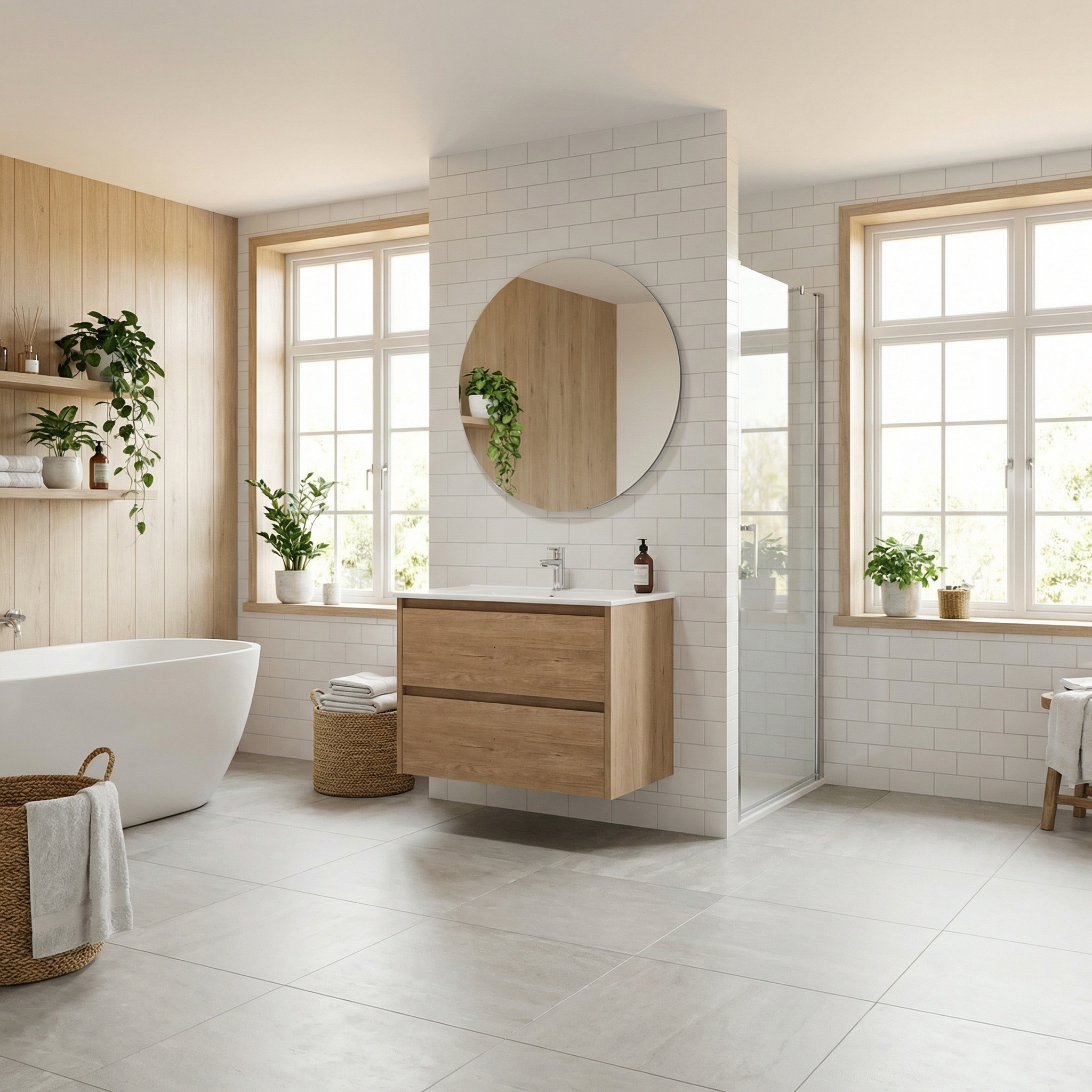 Дизайн ванной в стиле Сканди — фото интерьера от нейросети RoomGPT