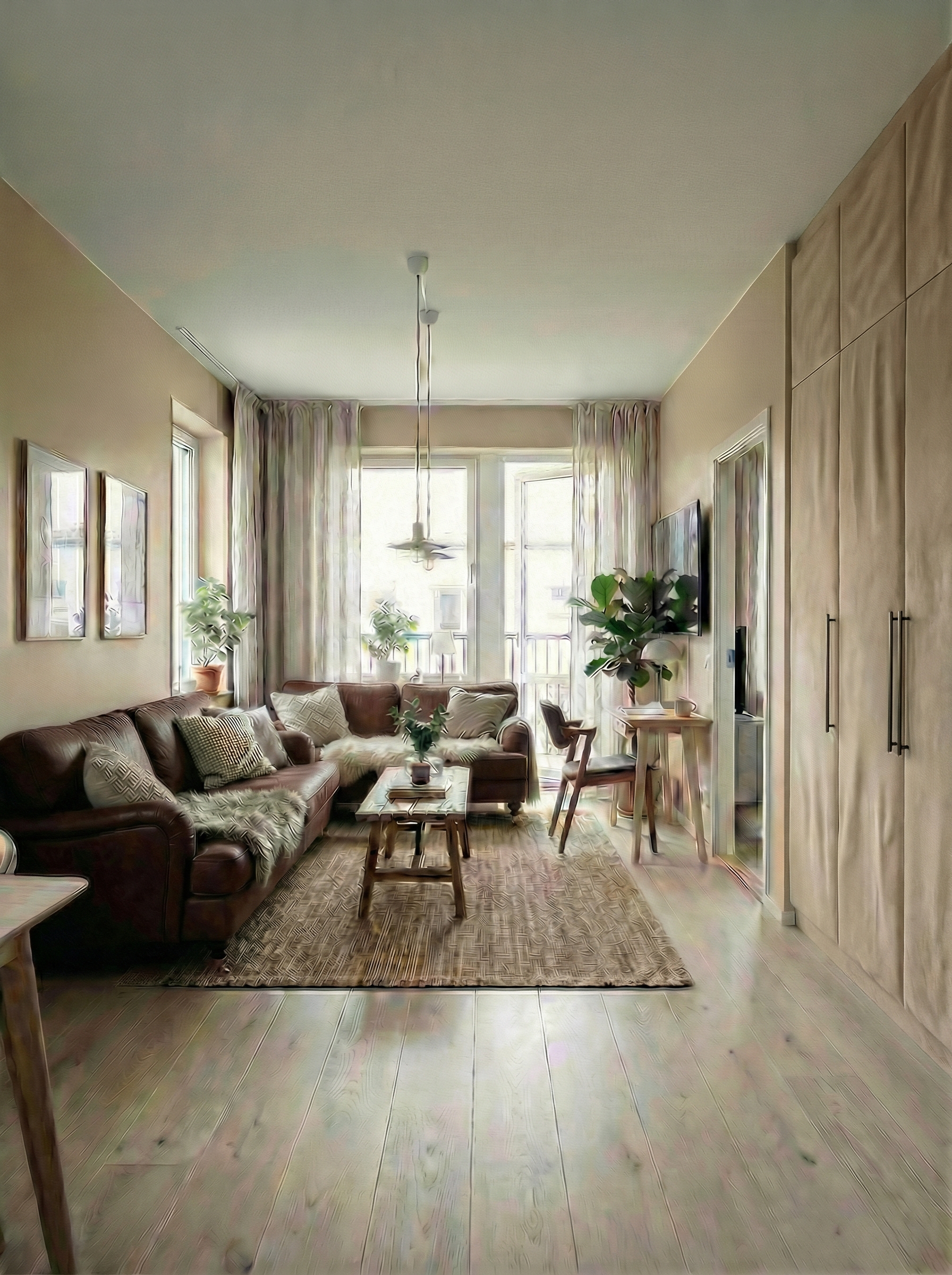 Дизайн гостиной в стиле Сканди — фото интерьера от нейросети RoomGPT