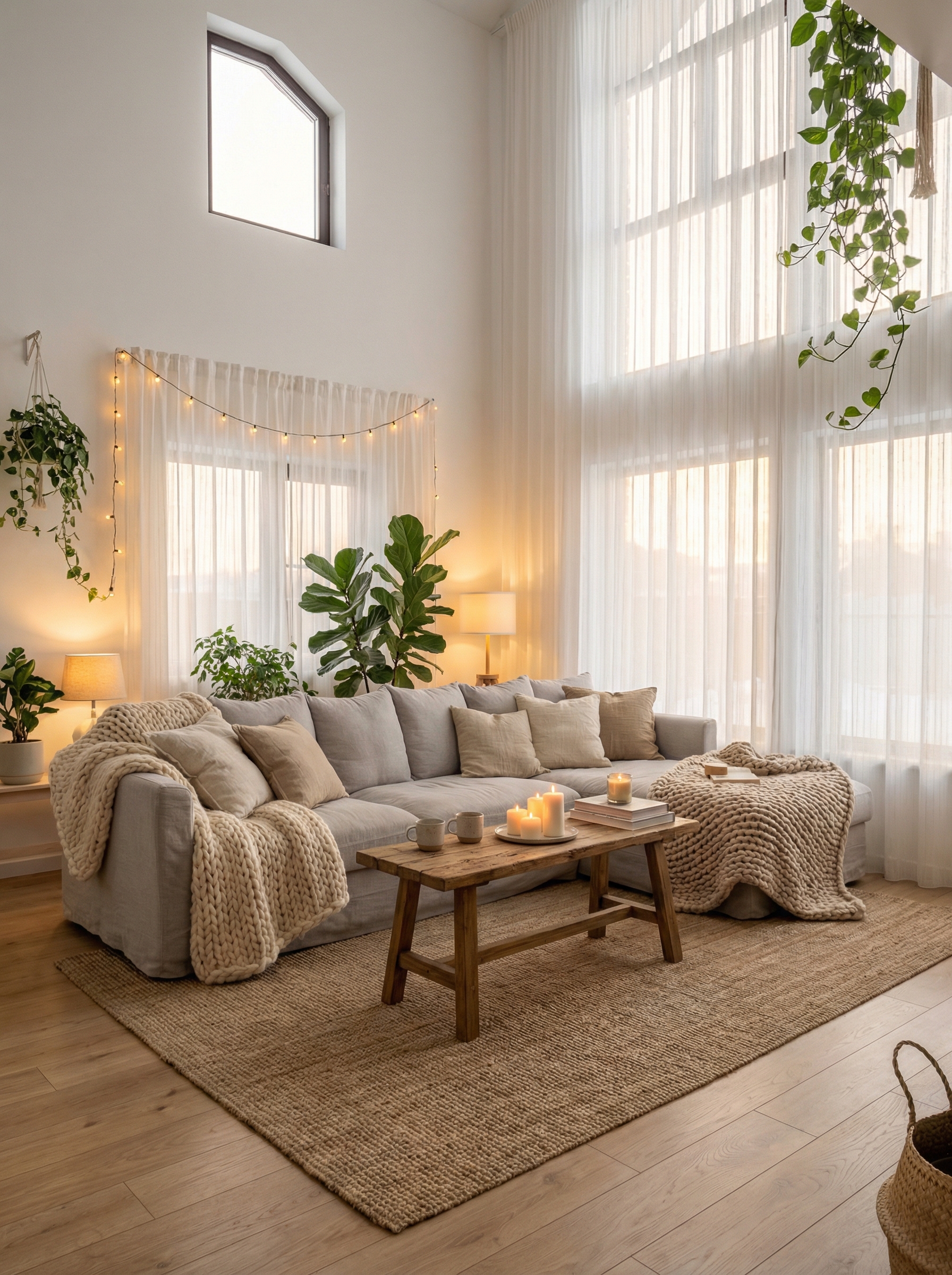 Дизайн гостиной в стиле Хюгге — фото интерьера от нейросети RoomGPT