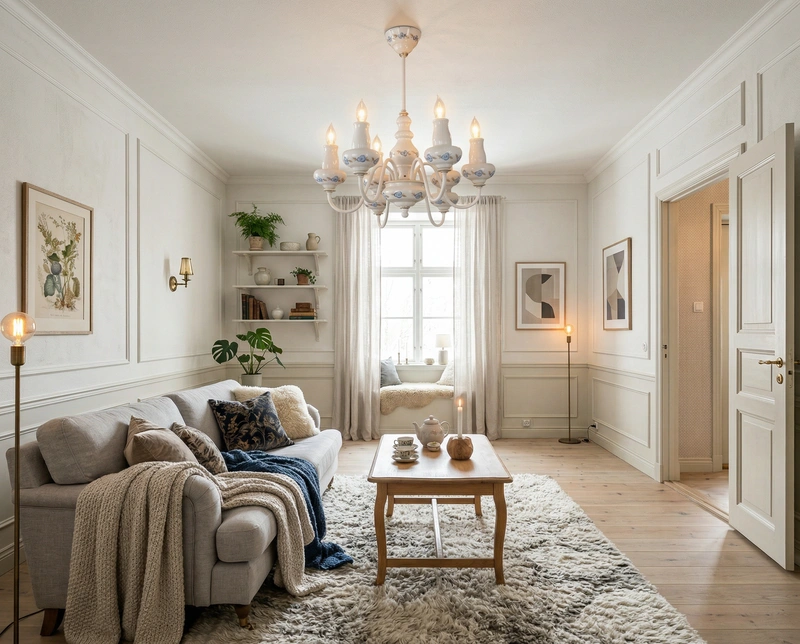 Дизайн интерьера в стиле Хюгге — Гостиная от нейросети RoomGPT