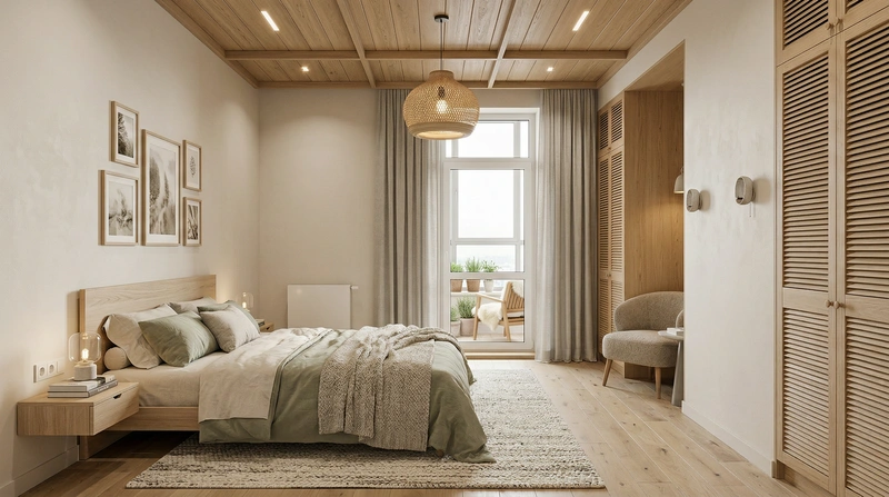 Дизайн интерьера в стиле Хюгге — Спальня от нейросети RoomGPT