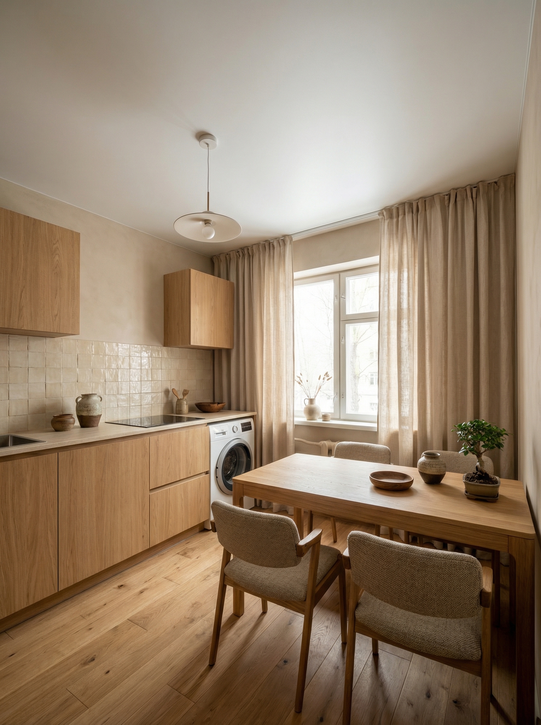 Дизайн кухни в стиле Japandi — фото интерьера от нейросети RoomGPT