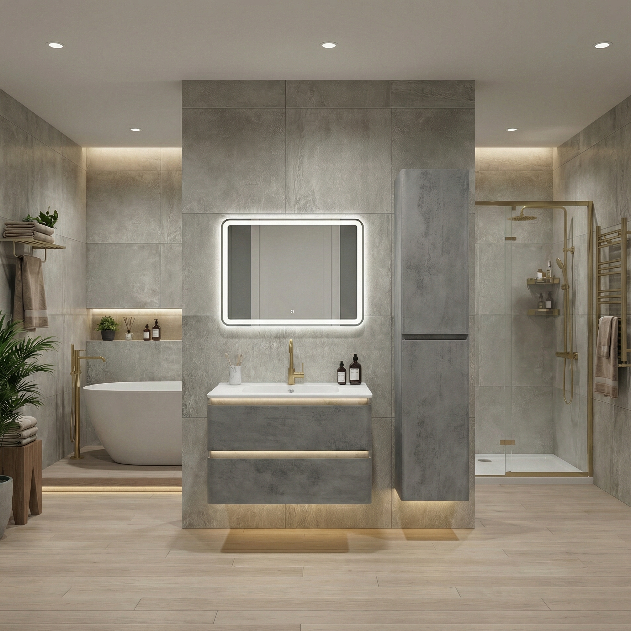 Дизайн ванной в стиле Контемпорари — фото интерьера от нейросети RoomGPT