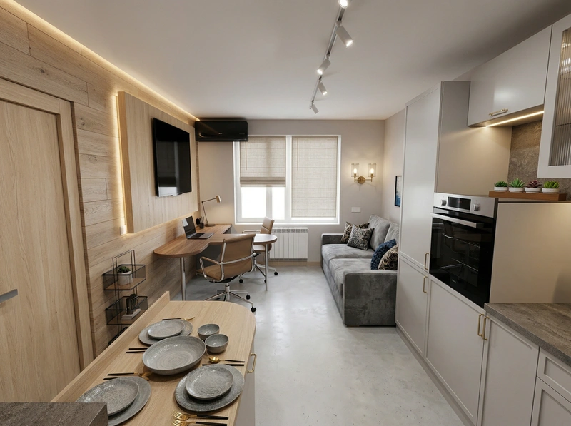 Дизайн кухни в стиле Контемпорари — фото интерьера от нейросети RoomGPT